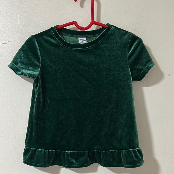 Old Navy Green Short Sleeve Tee with Ruffle Hem - Picture 1 of 2